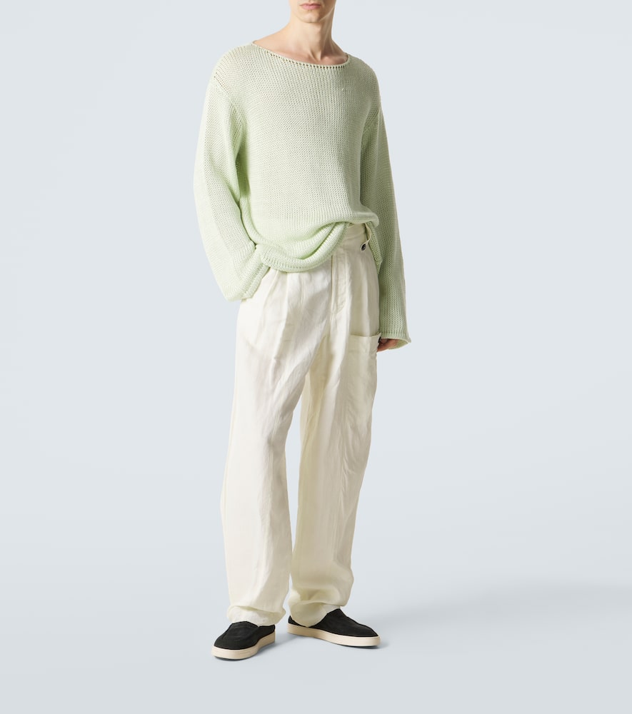 Open-knit linen-blend sweater