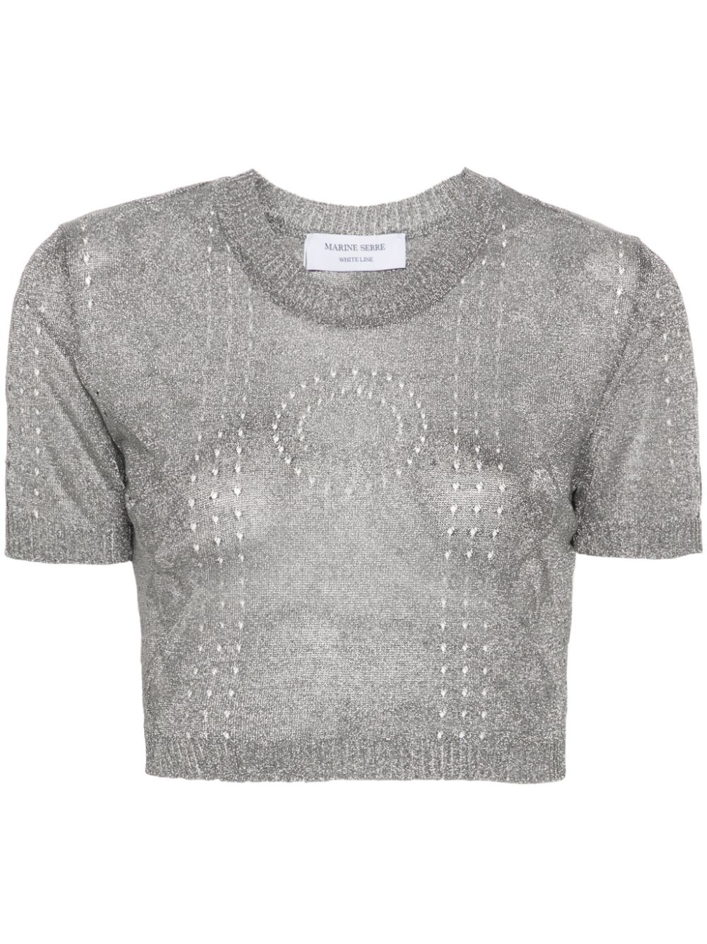 Metallic fine-ribbed top - Silver