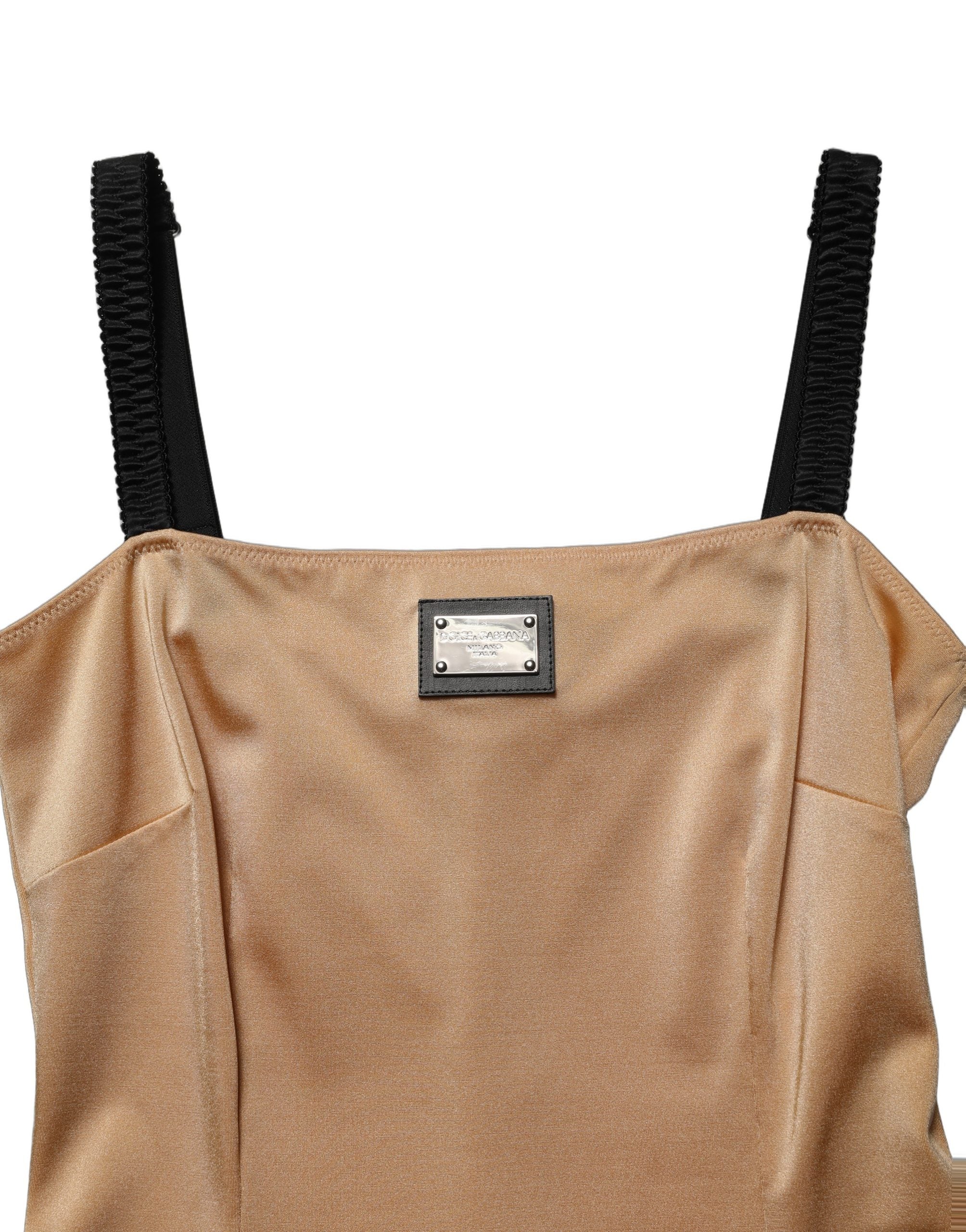 Nylon Blend Cady Mini Dress — Brown