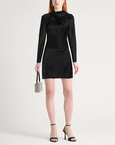 Woman Mini dress Black Size 4 Polyester, Cotton, Silk