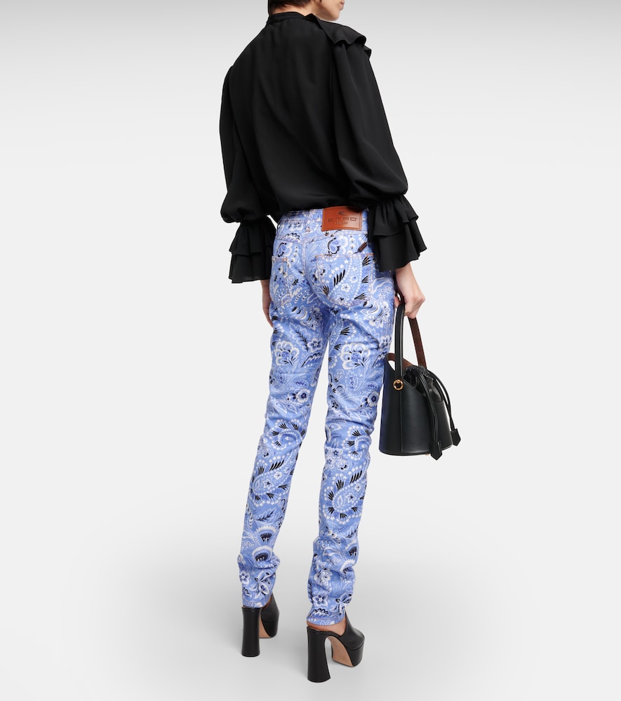High-rise printed skinny jeans