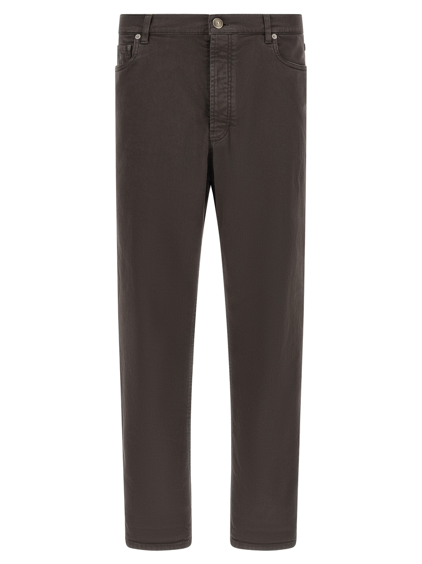 Cotton Straight-Leg Jeans — Brown
