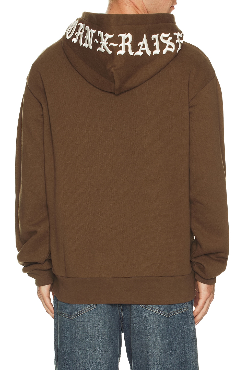 Born x Raised Embroidered Hoodie in Walnut & Cream - Brown. L also in M, S, XL/1X