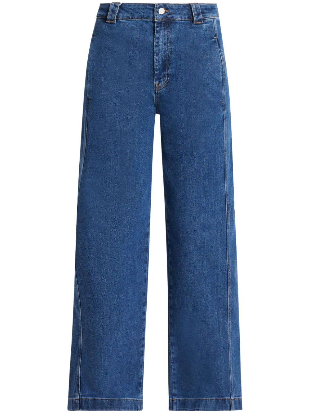 Logo-embroidered wide-leg jeans - Blue