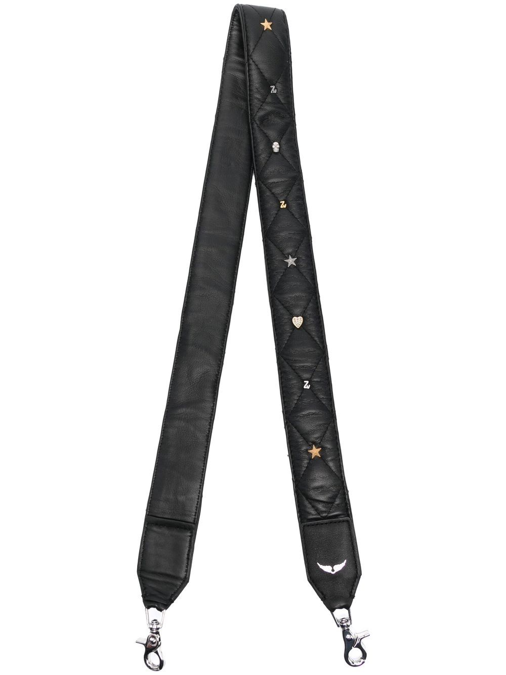 Stud-detail leather bag strap - Black