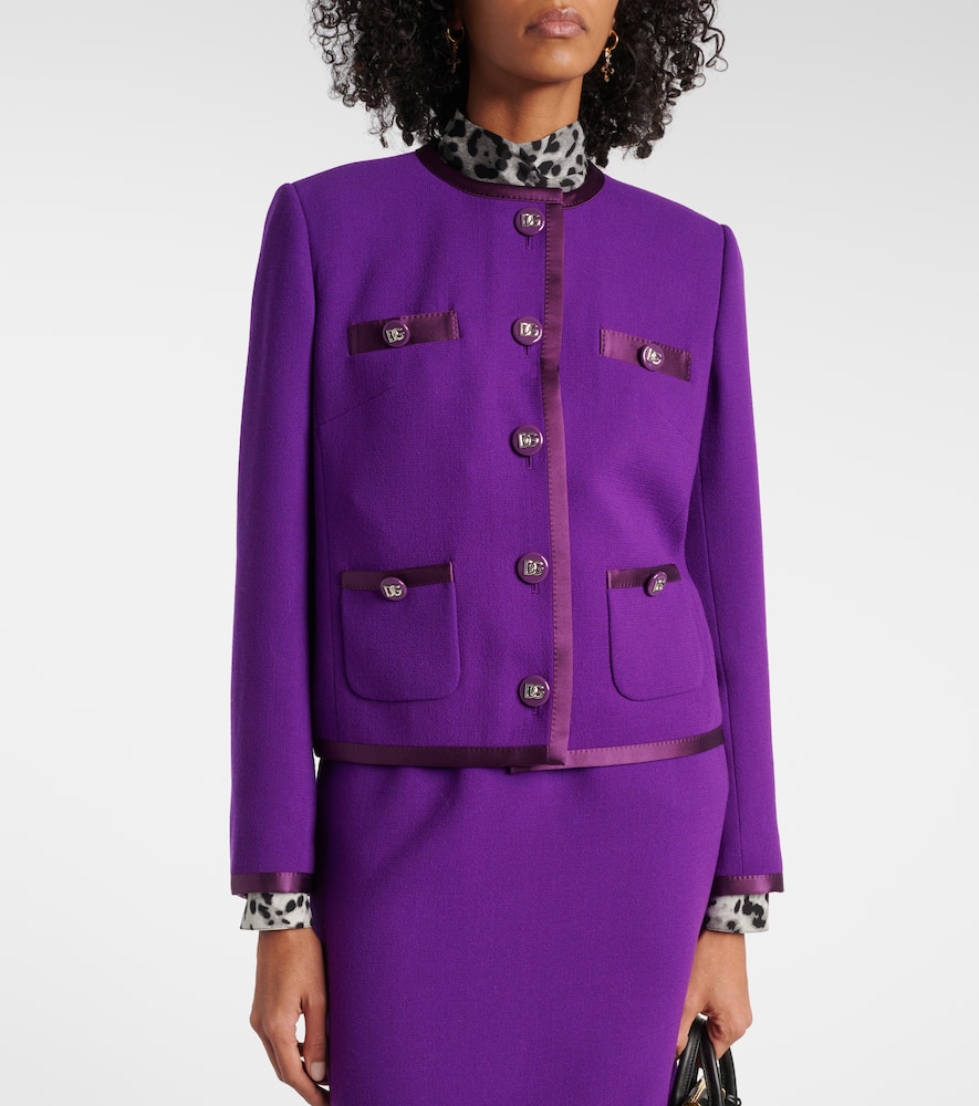 DG satin-trimmed wool-blend crêpe jacket