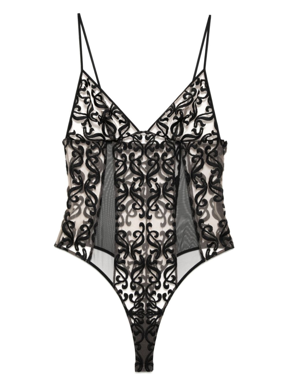 Lace-trim bodysuit - Black