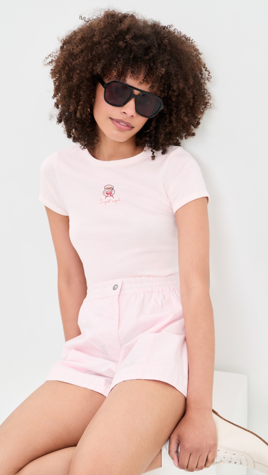 I'm Just A Girl Baby Tee Blush