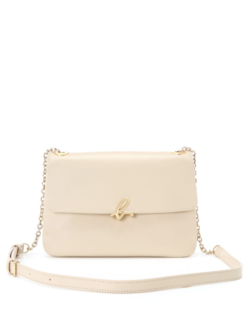 Logo-clasp leather crossbody bag - Neutrals