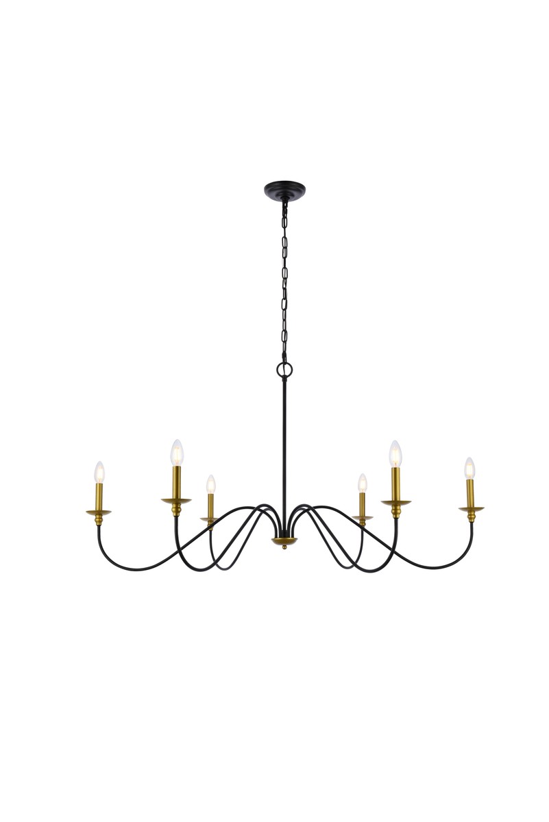 Brass Six Light Chandelier from the Rohan Collection