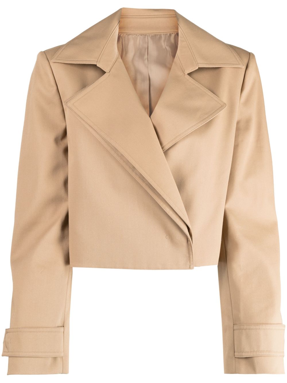 Notched-lapel cropped jacket - Brown