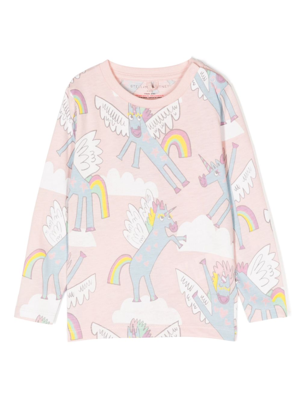 Unicorn-print cotton T-shirt - Pink