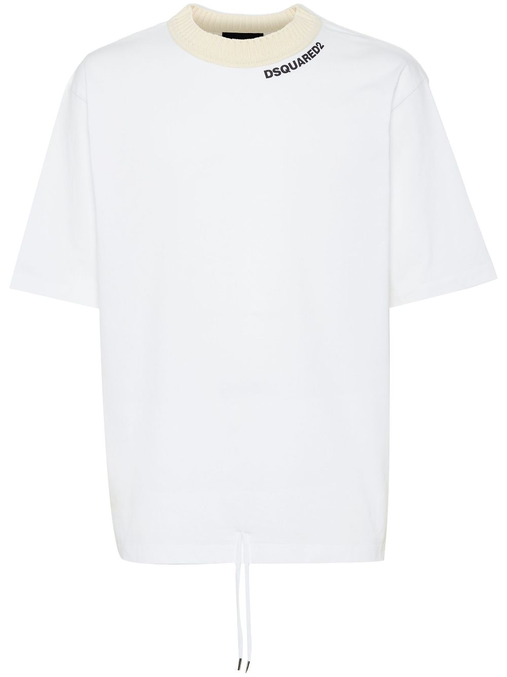 Drawstring-hem T-shirt - White