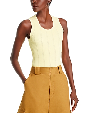 Perry compact pointelle rib knitted top - Yellow
