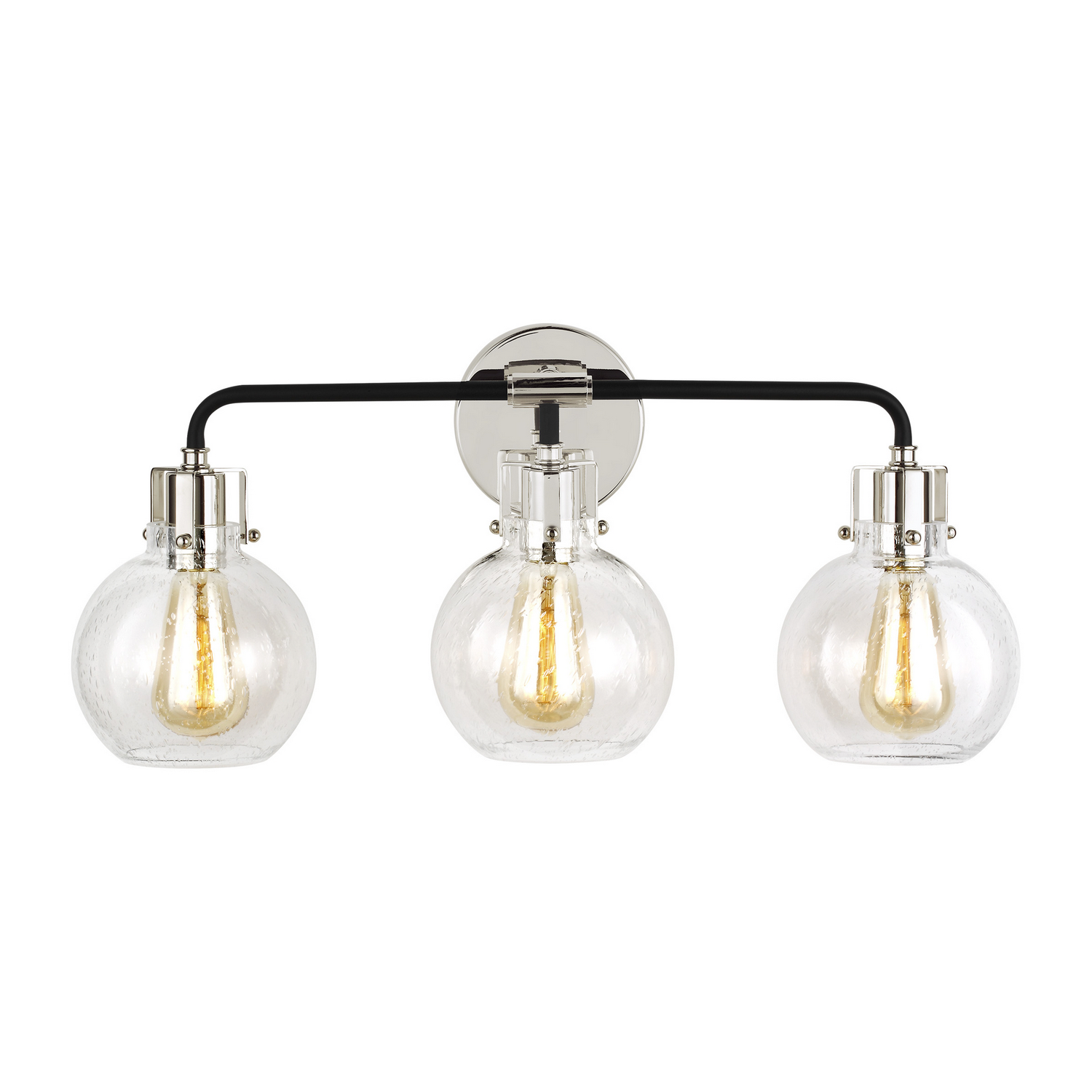 Visual Comfort Studio Clara 3-Light Bathroom Vanity Light in Polished Nickel And Textured Black by Sean Lavin