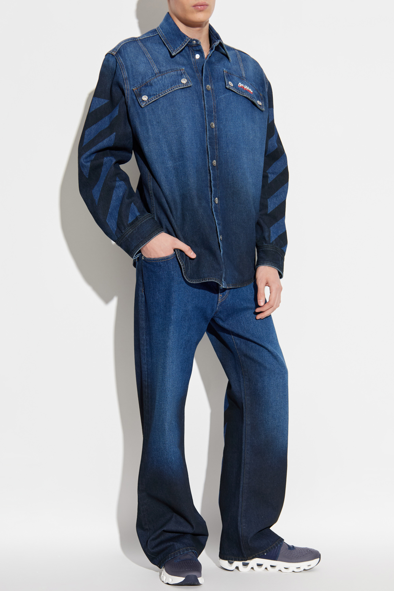 Jeans With Logo, Men's, Navy Blue