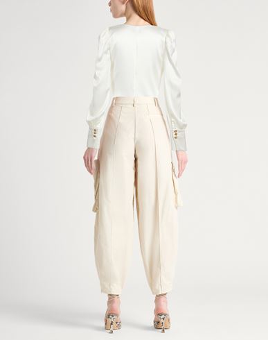 Woman Top Cream Size XL Silk, Elastane
