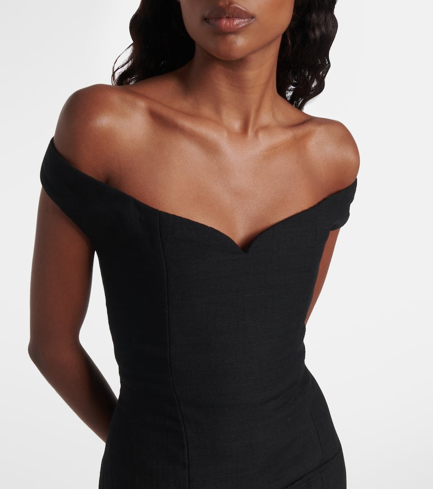 Bonny wool and linen-blend midi dress