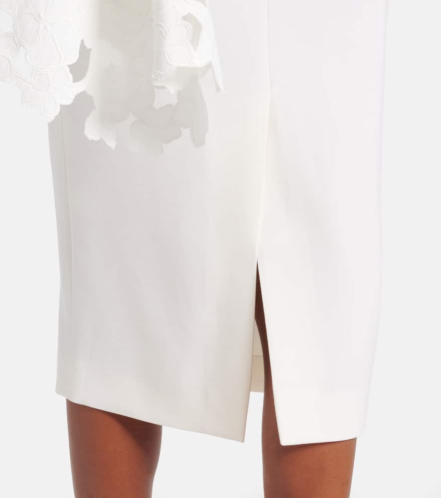 Cape-detail wool-blend midi dress