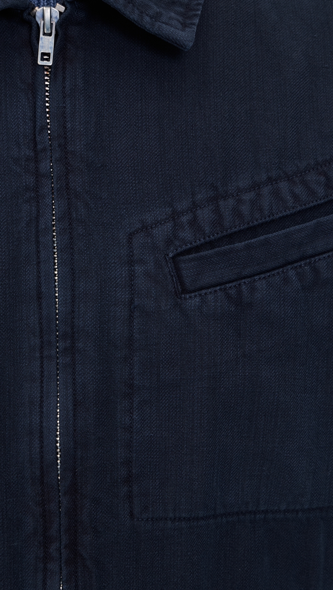 Elijah Zip Jacket In Linen Twill Dark Navy