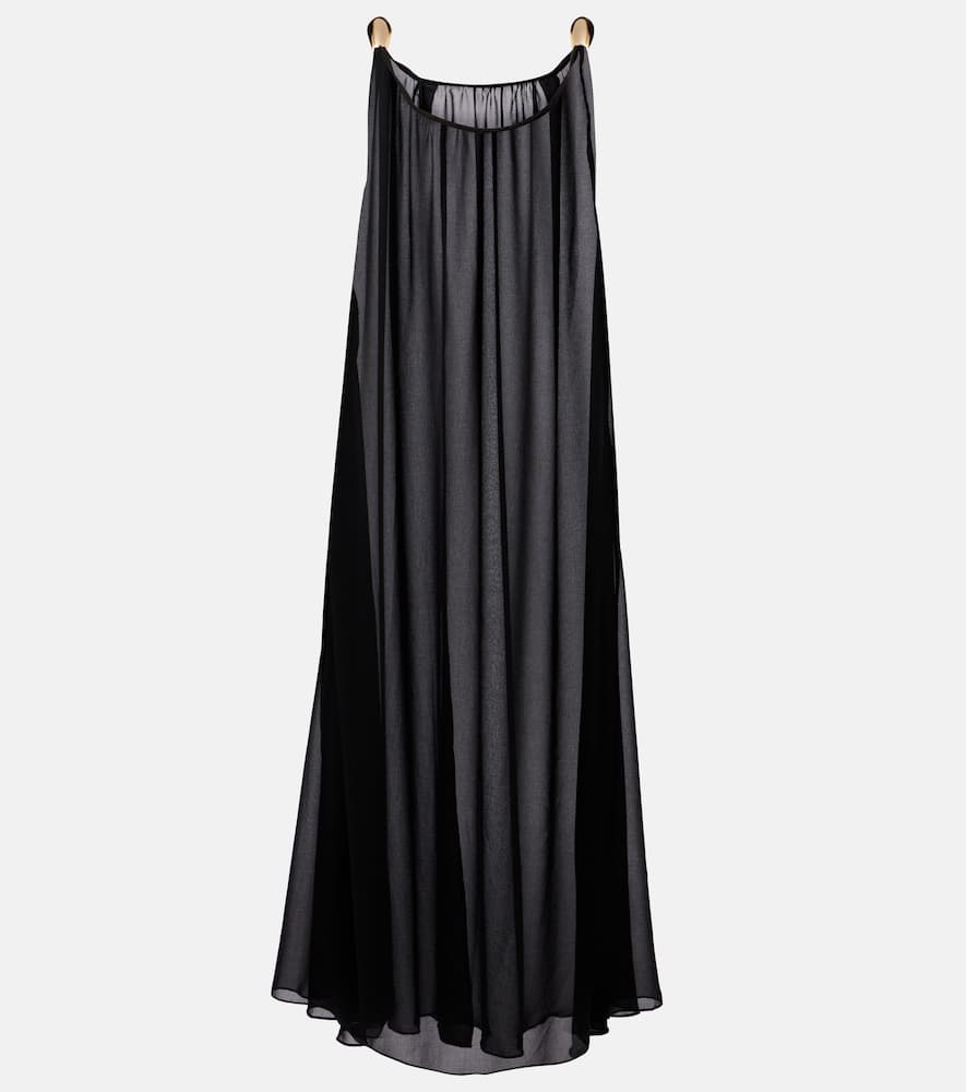Holiday embellished chiffon maxi dress