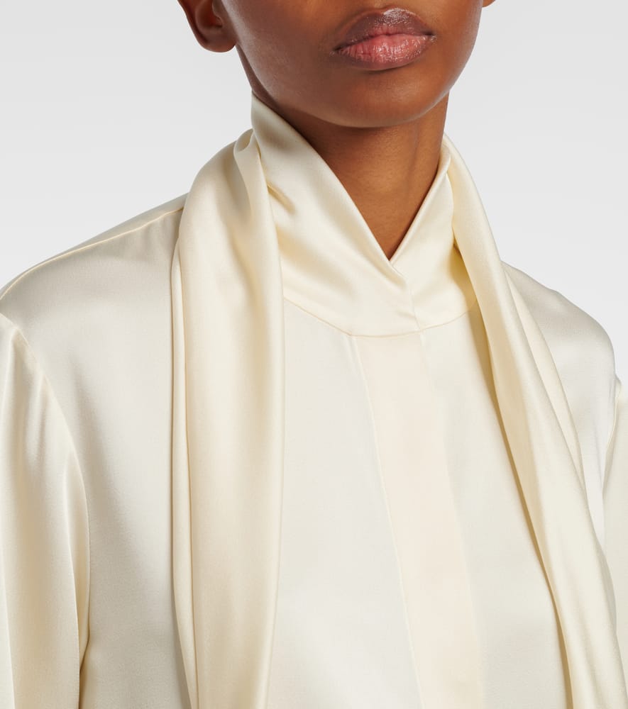Scarf-detail satin shirt