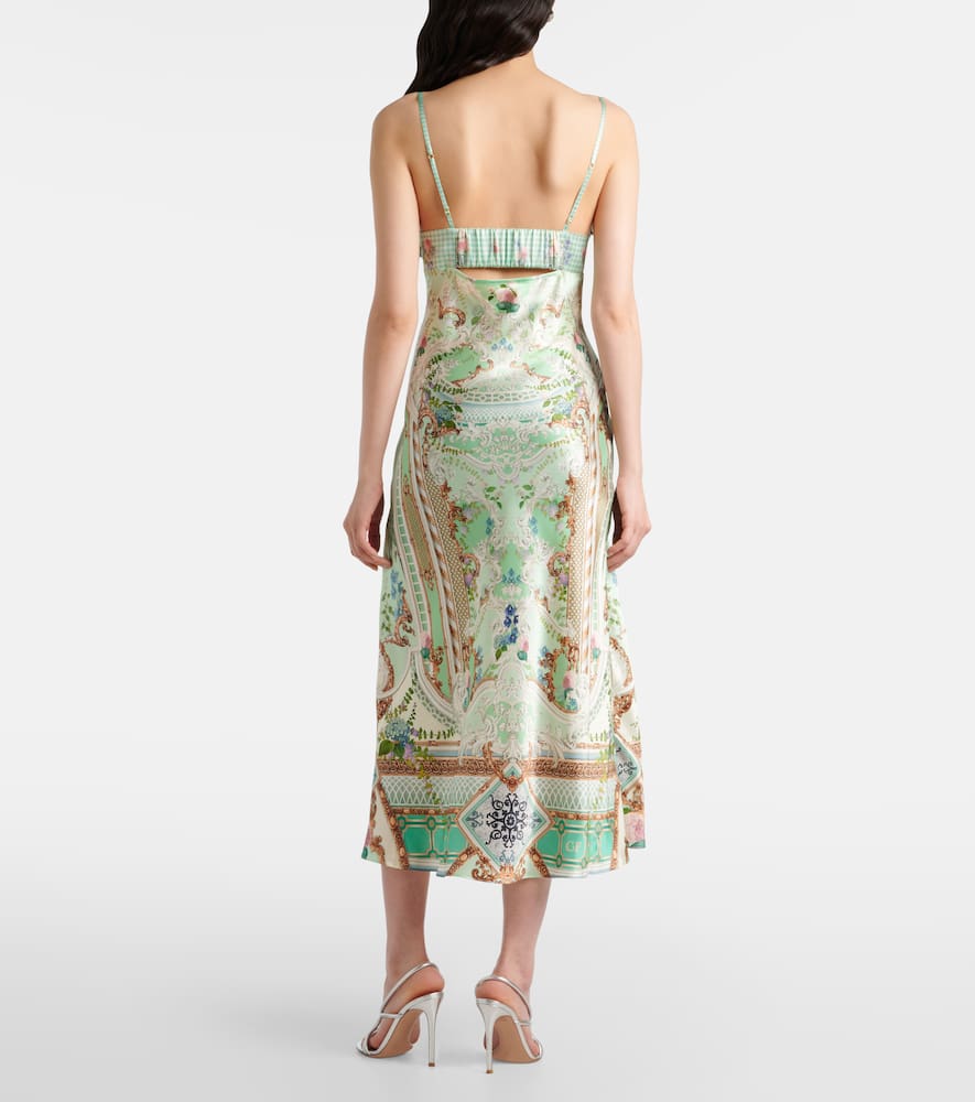 Gathered silk midi dress