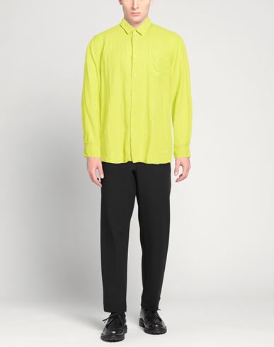 Man Shirt Lime green Size S Linen