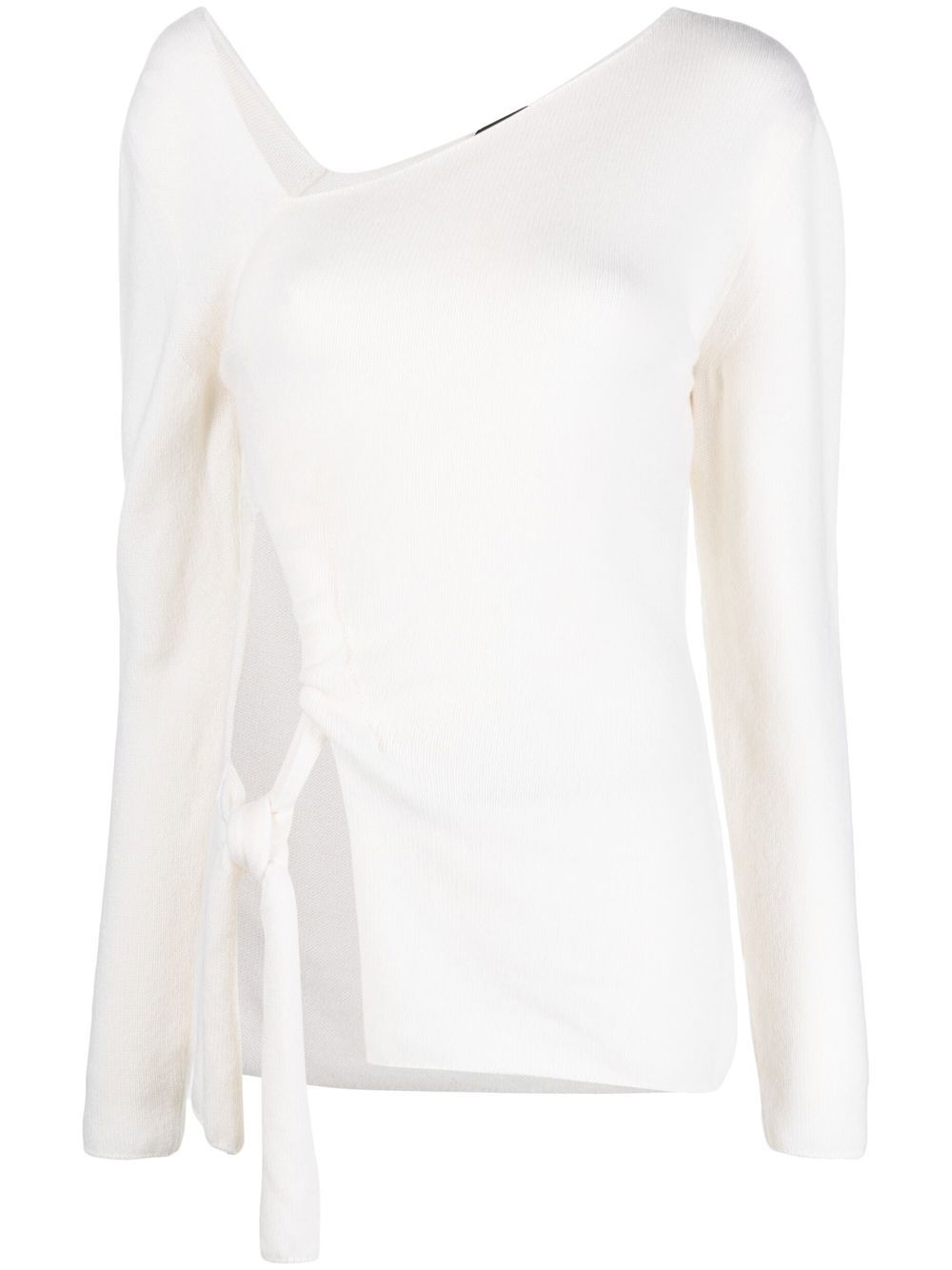 Cut-out detail asymmetric-neck jumper - AW003 CHALK