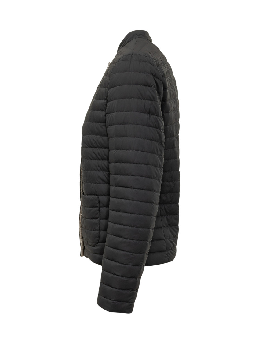 Black Quilted Band Collar Jacket