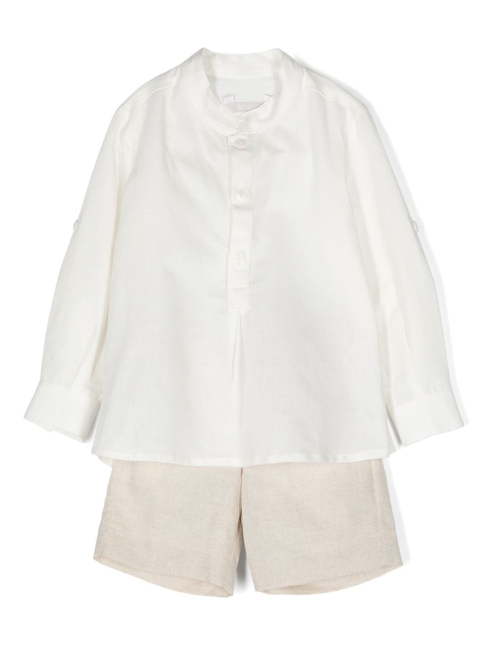 Linen blend short set - Neutrals