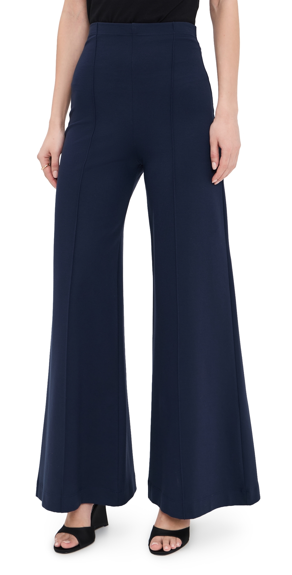 Ponte Knit Standard Wide Leg Pants NAVY