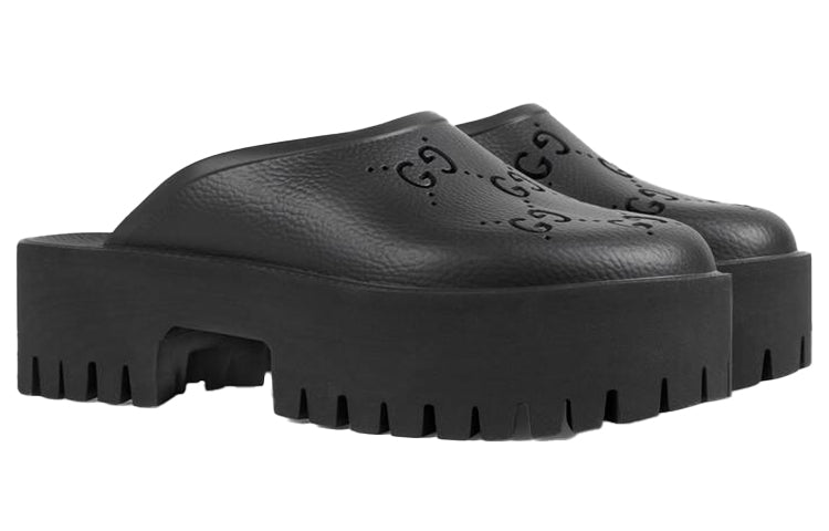 (WMNS) Platform Perforated G Sandal 'Black Rubber'