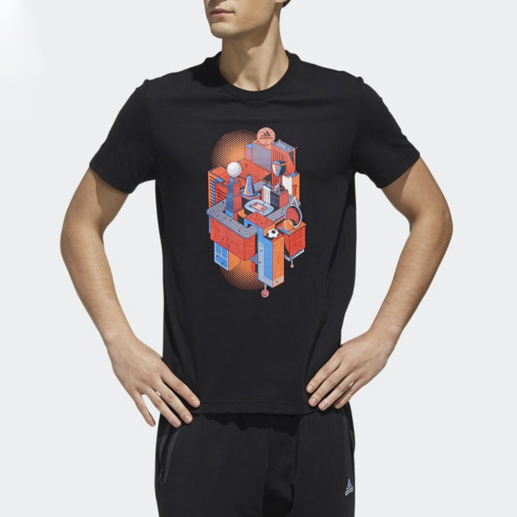 Printing Short Sleeve Tee 'Black Multi-Color'