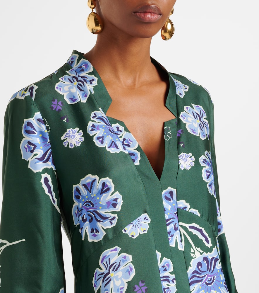 Big Garden floral silk twill midi dress