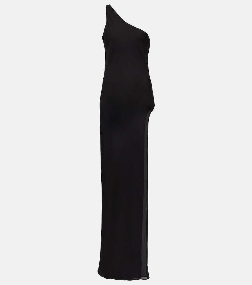 One-shoulder chiffon maxi dress