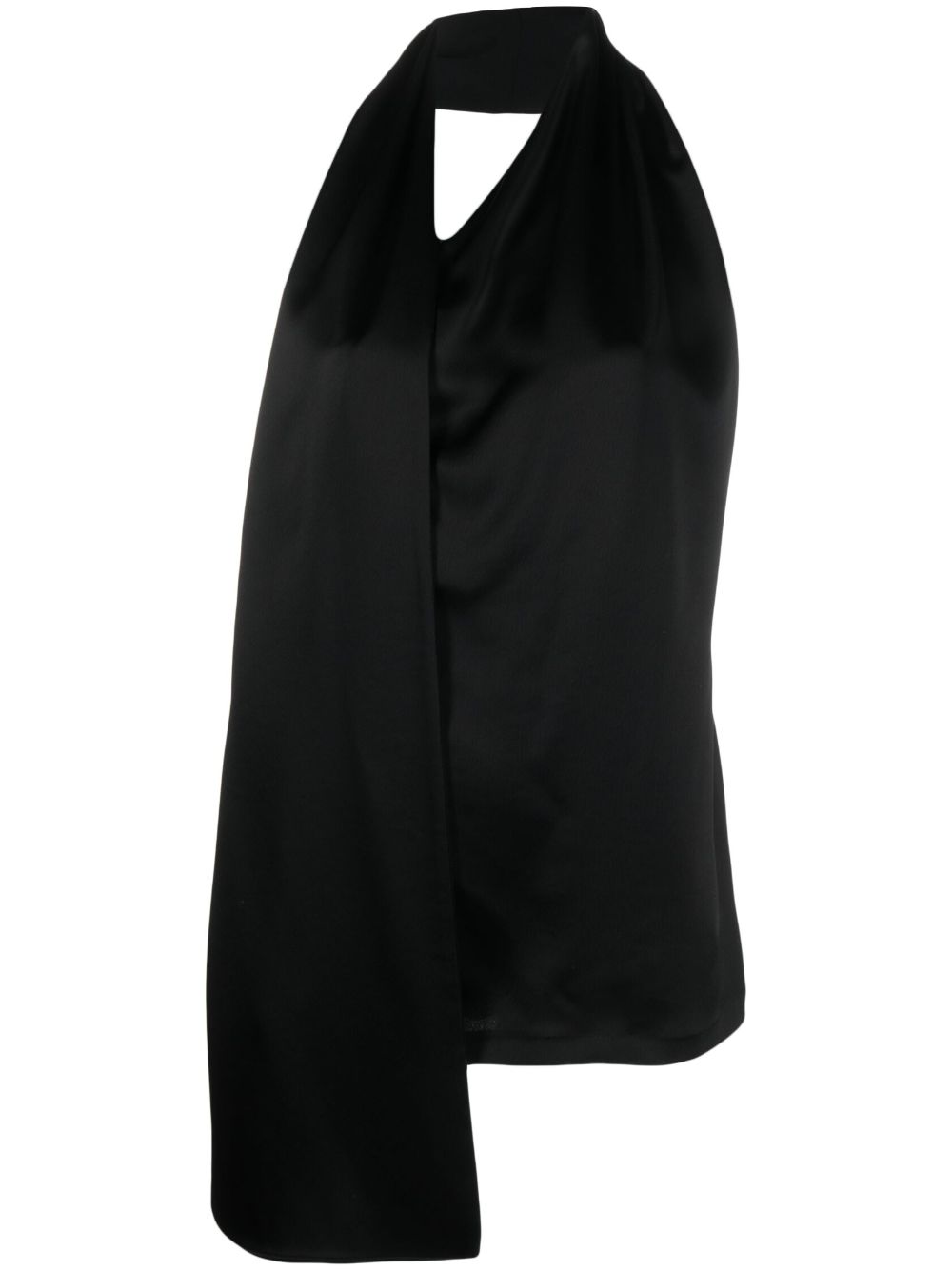 Open-back satin tank top - Black