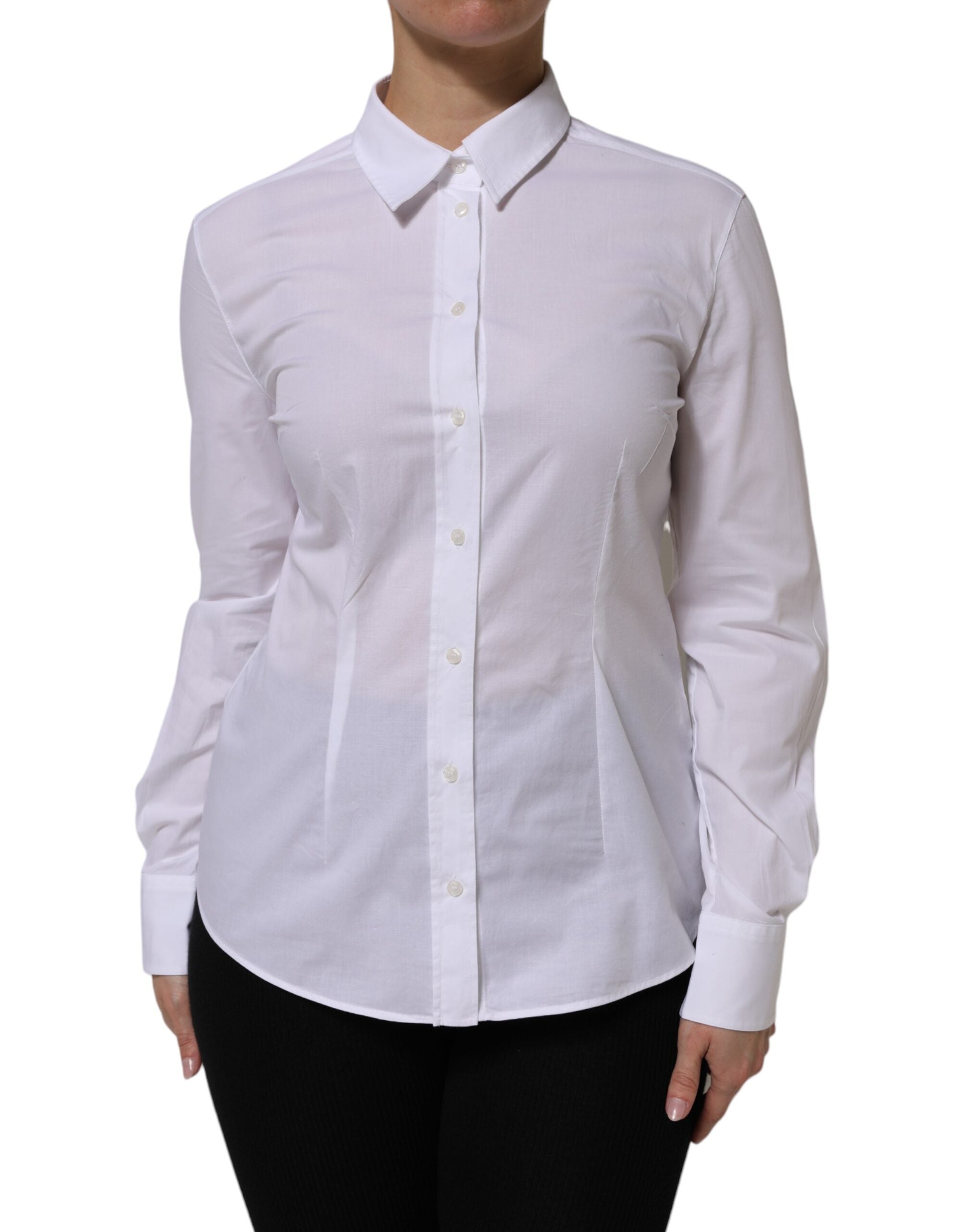 Cotton-Blend Button-Front Shirt — White