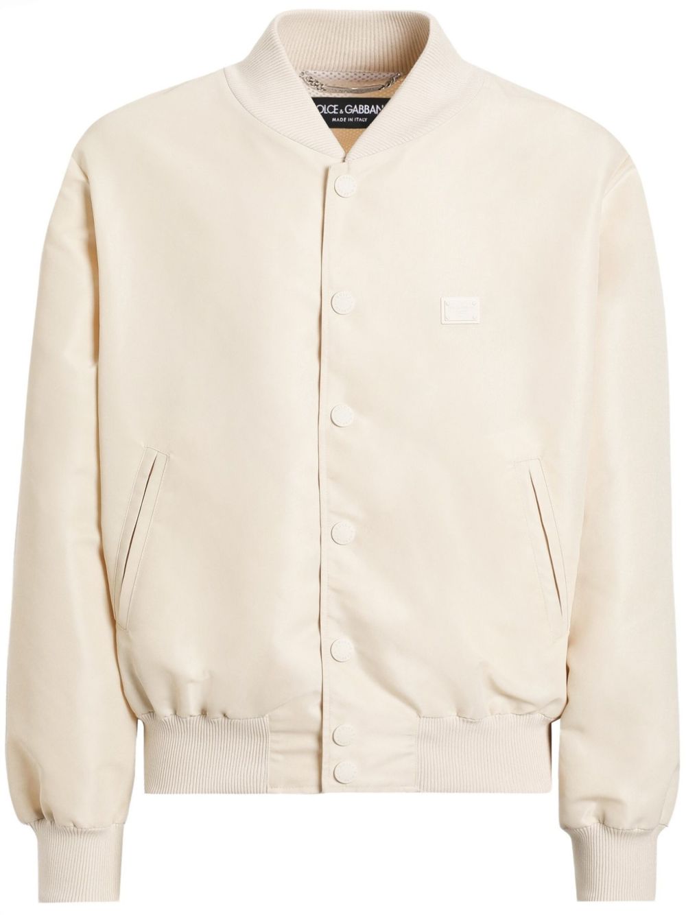 Logo-plaque bomber jacket - Neutrals