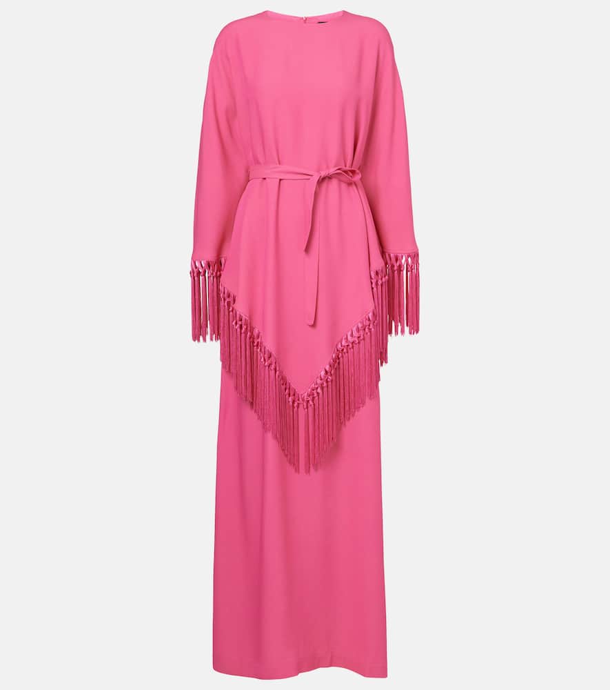 Fringed crêpe cady kaftan