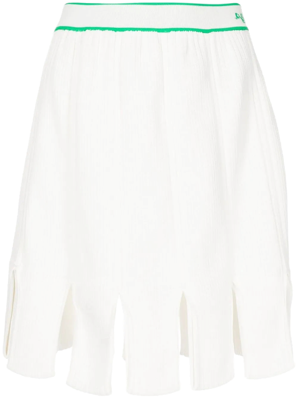 Squared-Frill Trim Knitted Skirt — White