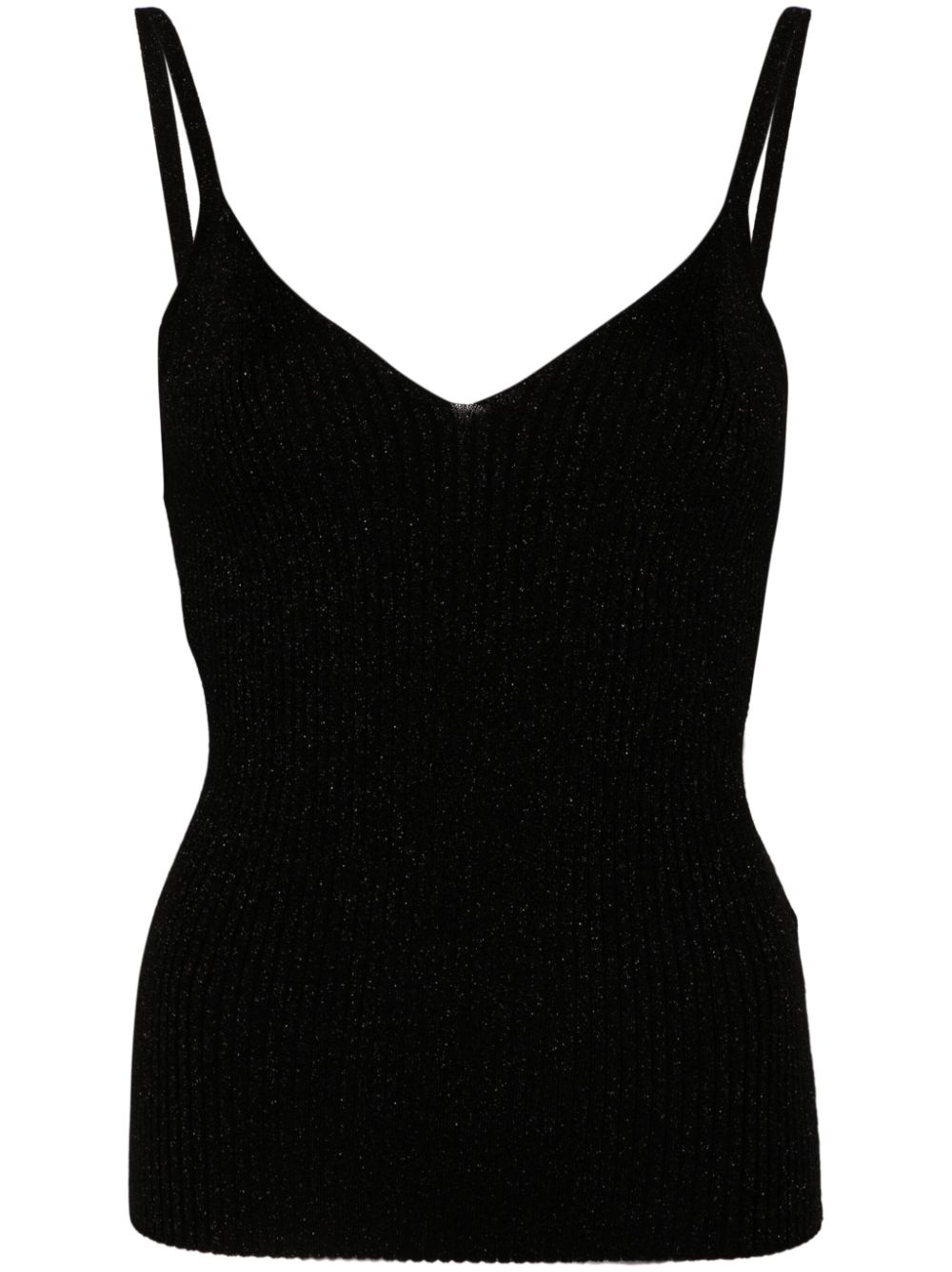 Ribbed-knit top - Black