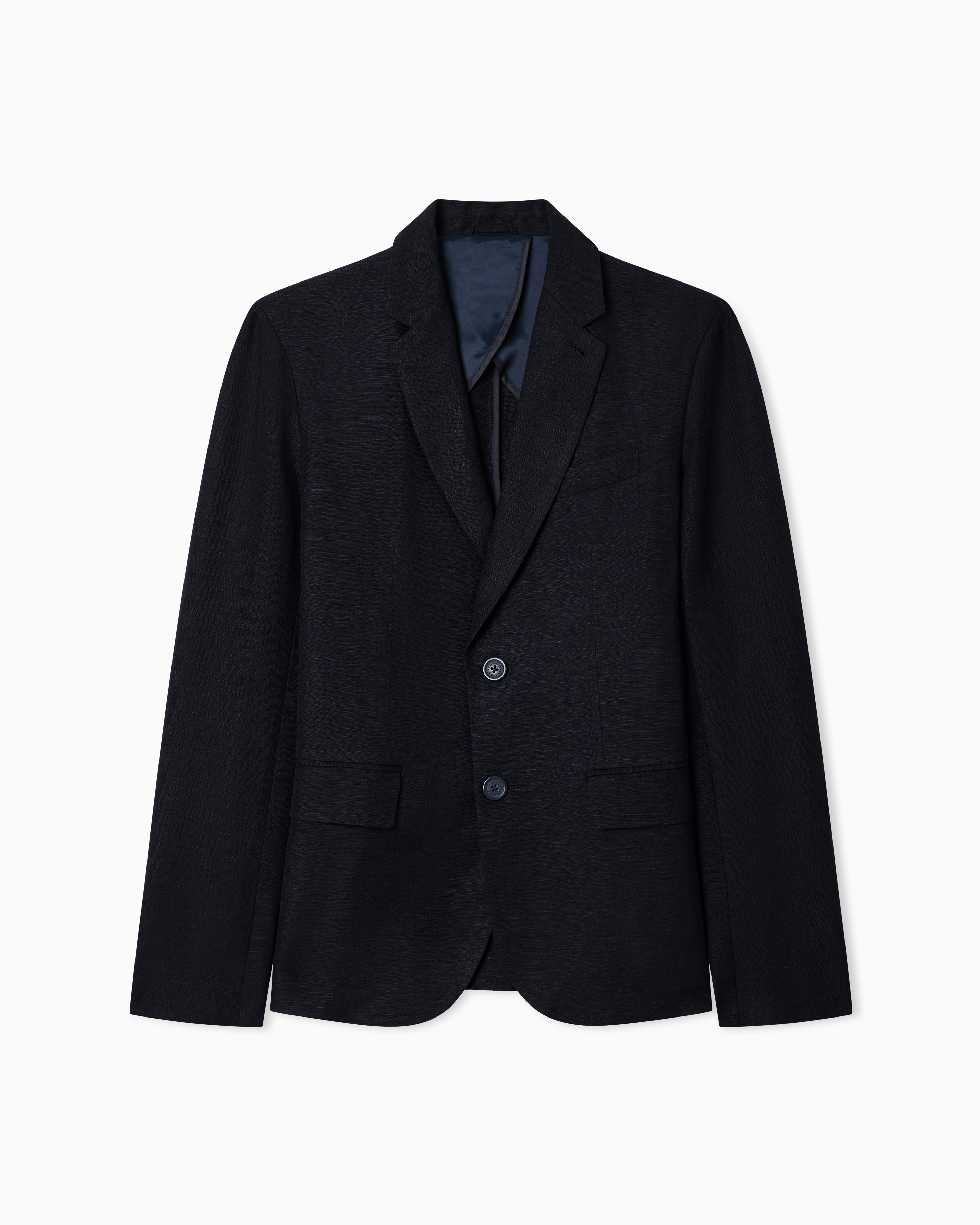 Two-button jacket in linen and viscose