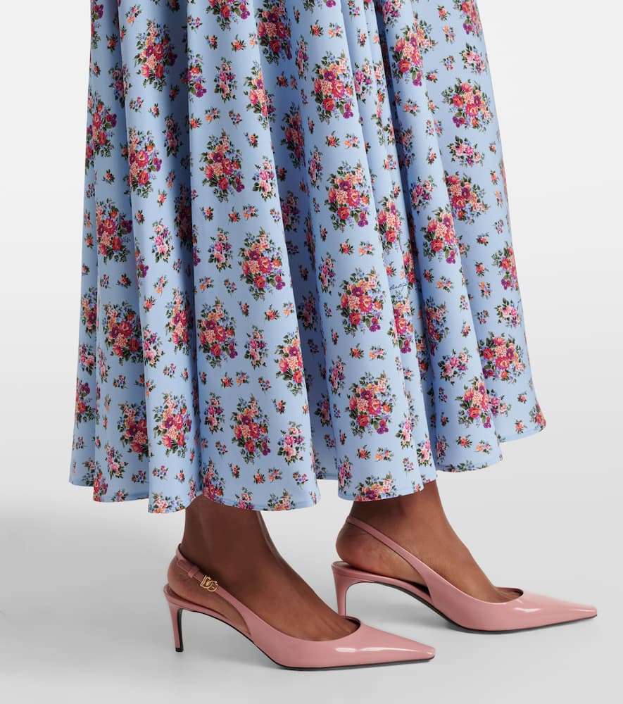 Floral silk-blend midi skirt