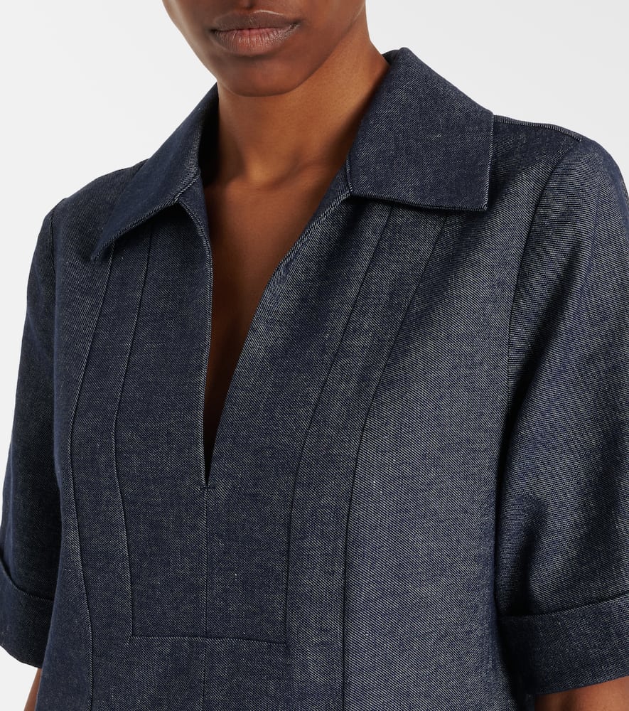Cotton and linen chambray minidress