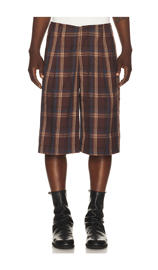 Jungles Tartan Hollywood Shorts in Brown. L. Also in M, S, XL/1X