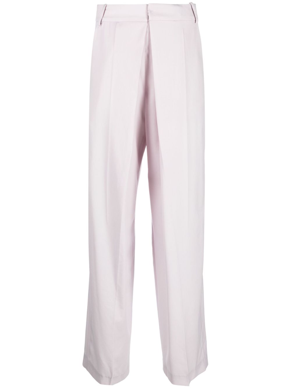 Pleat-detail cotton tailored trousers - Purple