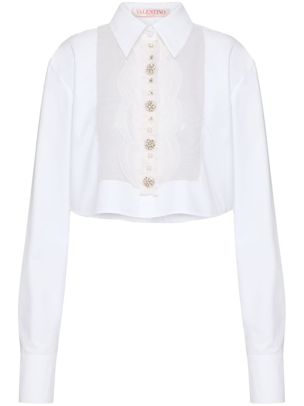 Embroidered poplin shirt - White