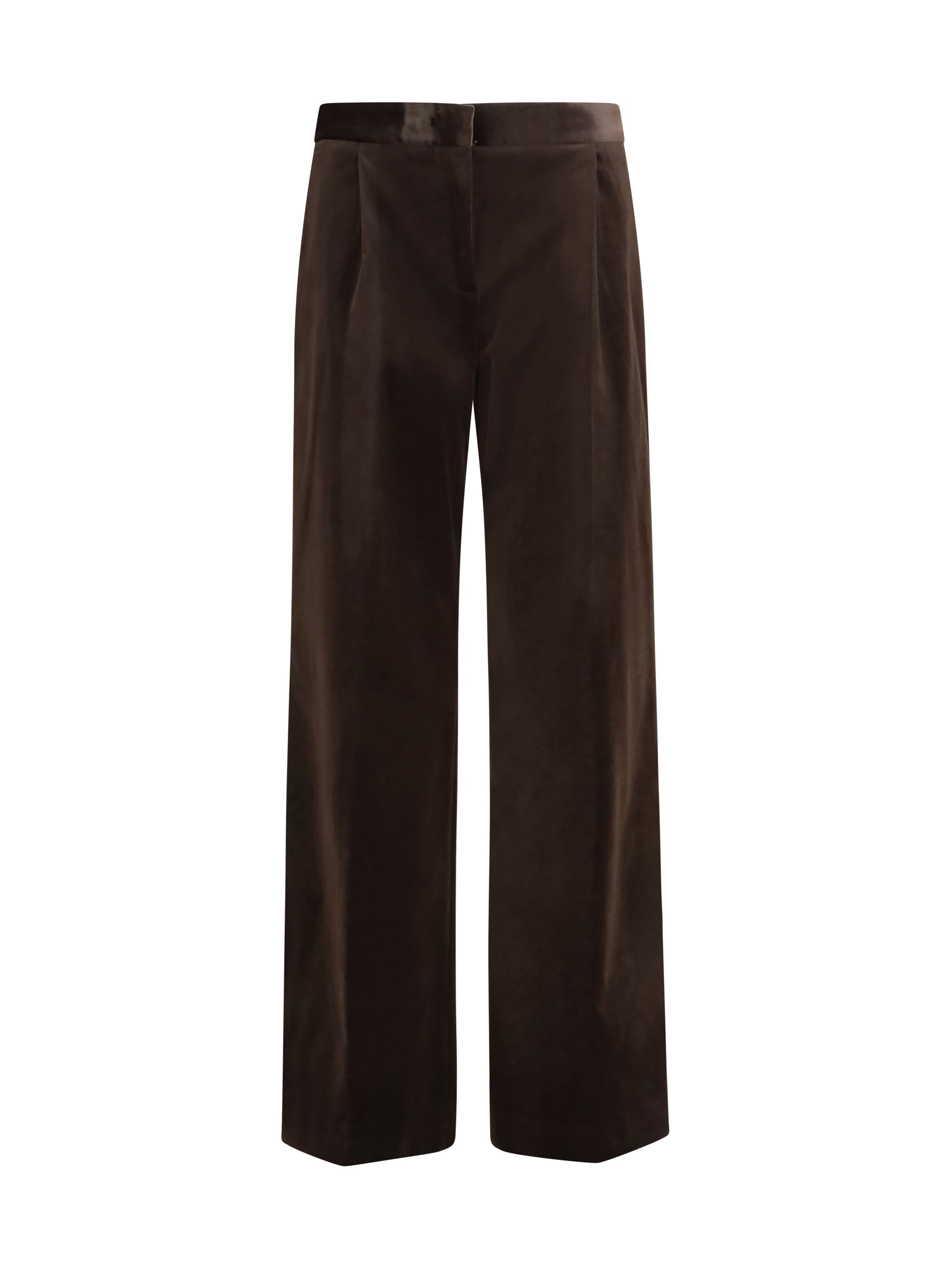 Velvet Tailored Trousers — Brown