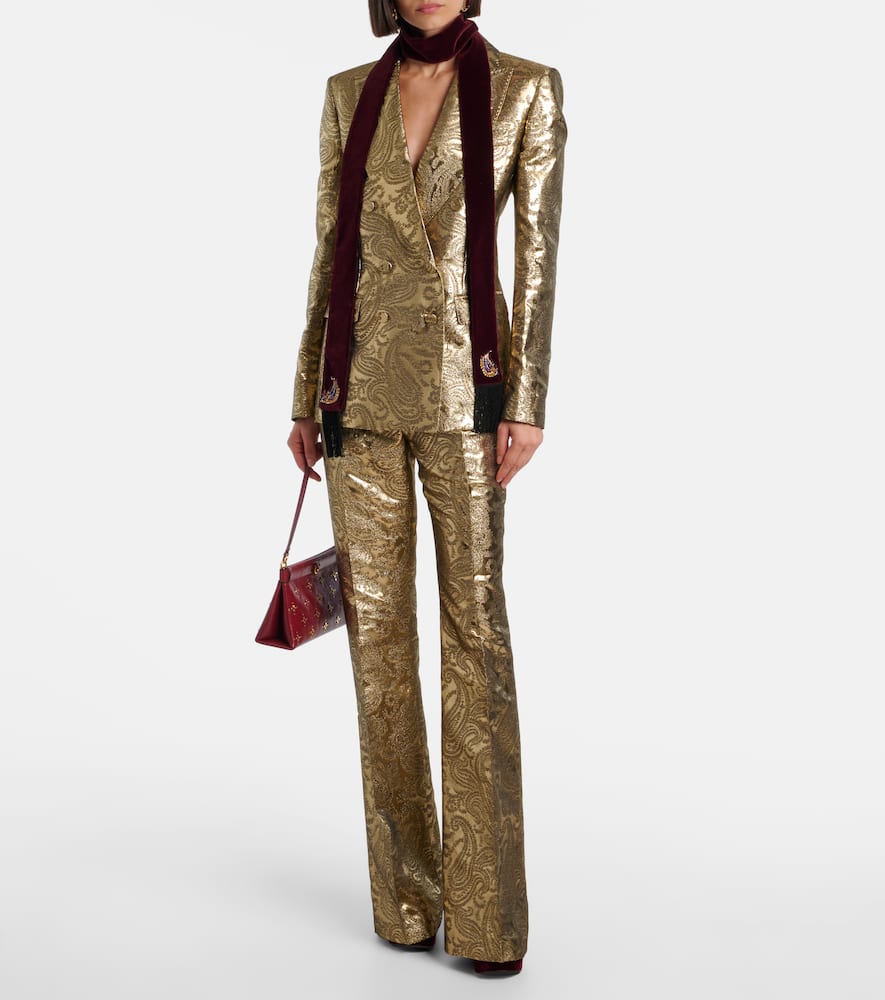 Paisley brocade flared pants